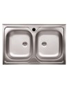 Lavello cucina acciaio appoggio 80x50 cm due vasche N214