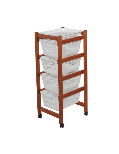 Carrello da cucina 4 cestini estraibili e vassoio Jolly Eco Ccliegio