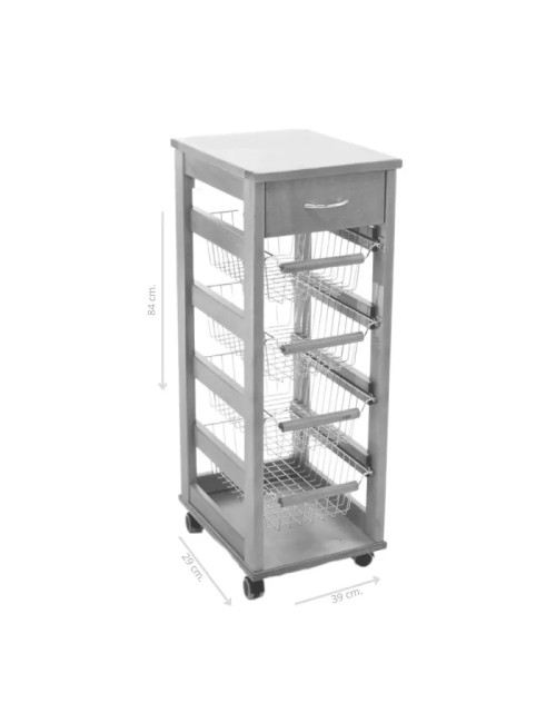 Carrello da cucina salvaspazio 4 cestini estraibili e cassetto Vesuvio