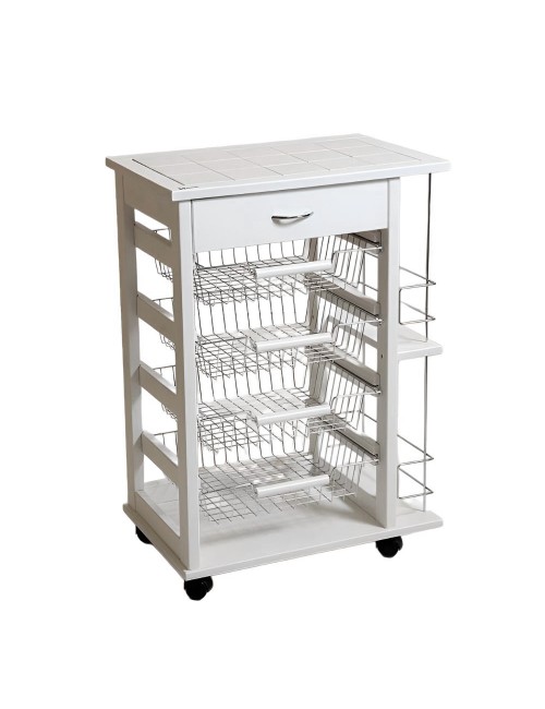 Carrello cucina 4 cestini estraibili e porta bottiglie Vesuvio