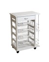 Carrello da cucina 4 cestini estraibili con ripiani porta bottiglie ed un cassetto Vesuvio colore bianco