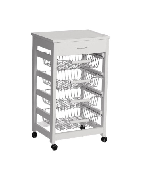 Carrello da cucina 4 cestini estraibili ed un cassetto Vesuvio colore bianco
