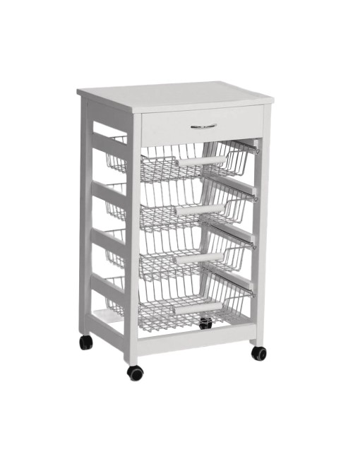 Carrello da cucina 4 cestini estraibili ed un cassetto Vesuvio bianco