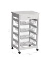 Carrello da cucina 4 cestini estraibili ed un cassetto Vesuvio colore bianco