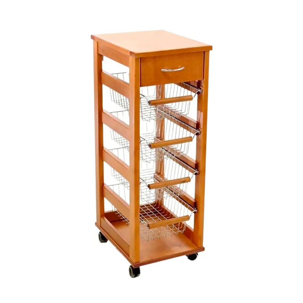 Carrello da cucina salvaspazio 4 cestini estraibili ed un cassetto Vesuvio colore rovere