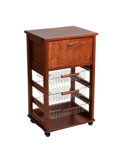 Carrello cucina 3 cestini estraibili e cassetto portapane Vesuvio