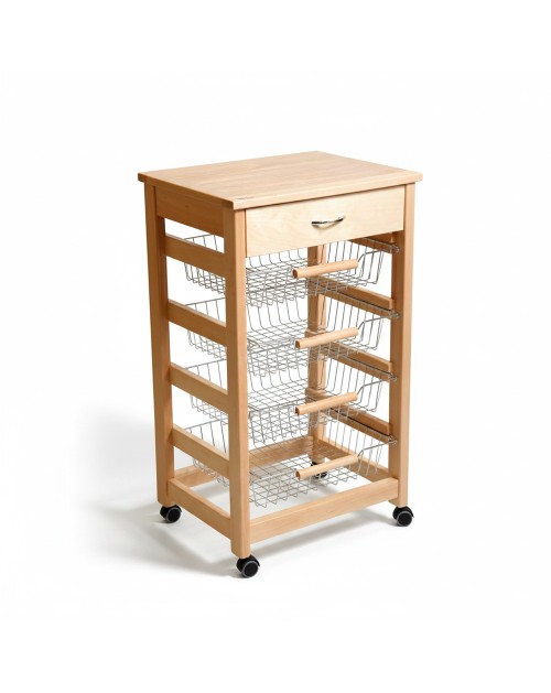 Carrello da cucina 4 cestini estraibili ed un cassetto Vesuvio colore rovere
