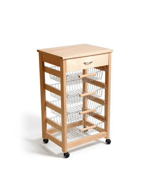 Carrello da cucina 4 cestini estraibili e cassetto Vesuvio
