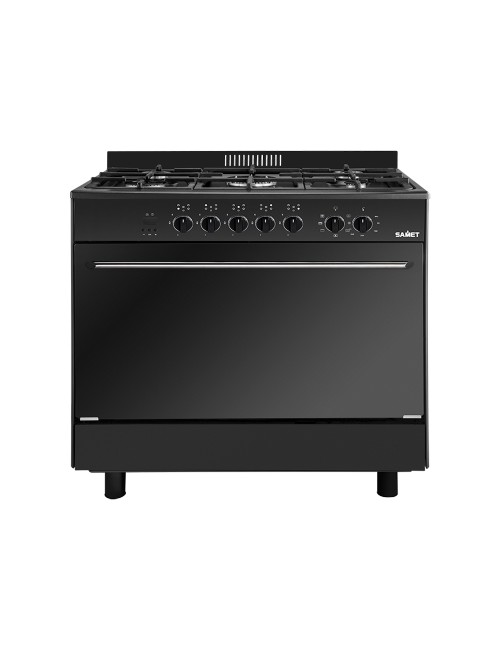 Cucina a Gas Stromboli 90x60 cm Nera con Forno Multifunzione Classe A Samet