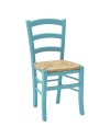Set 2 sedie in legno di faggio con seduta paglia Venezia colore anilina celeste