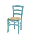 Set 2 sedie in legno di faggio con seduta paglia Venezia colore anilina celeste