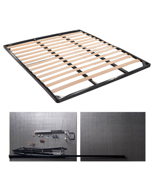 Kit Letto Contenitore Completo matrimoniale 160x190 cm | Rete a Doghe con Meccanismo Lift System, Pistoni e Pannelli Fondo