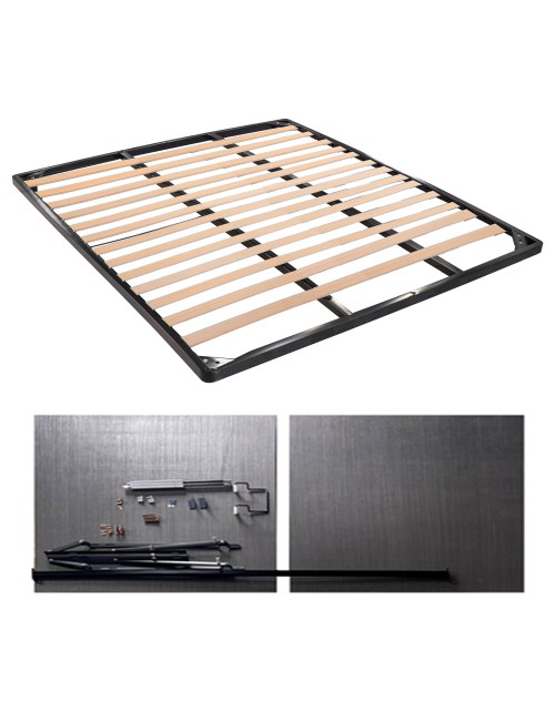 Kit Letto Contenitore Completo matrimoniale 160x190 cm | Rete a Doghe con Meccanismo Lift System, Pistoni e Pannelli Fondo