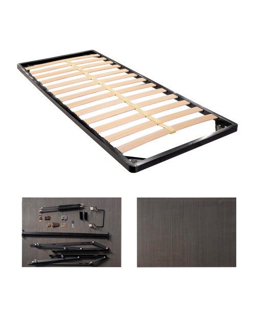 Kit Letto Contenitore Completo Singolo 80x190 cm | Rete a Doghe con Meccanismo Lift System, Pistoni e Pannelli Fondo