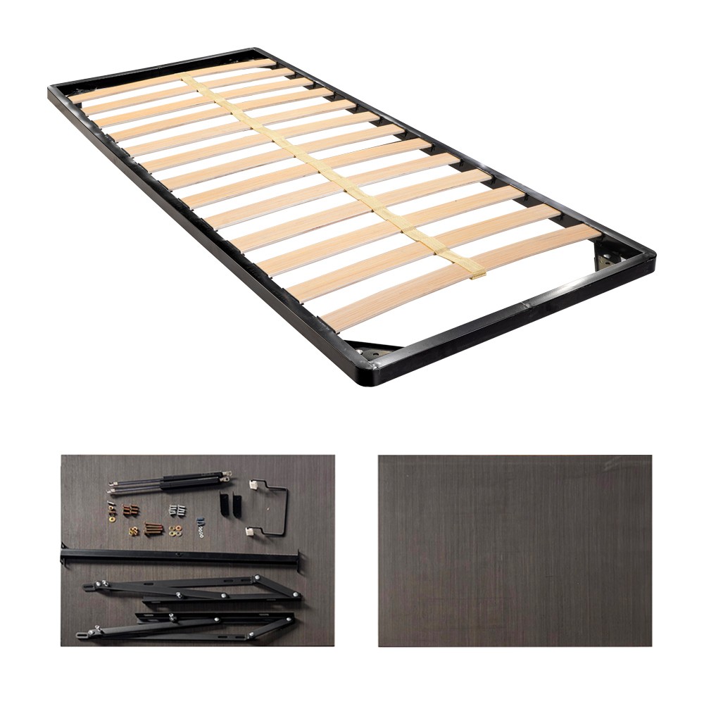 Kit Letto Contenitore Completo Singolo 80x190 cm | Rete a Doghe con Meccanismo Lift System, Pistoni e Pannelli Fondo