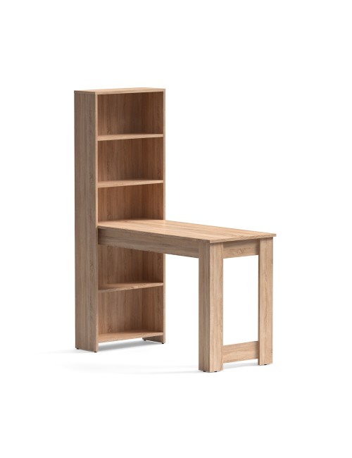 Tavolo Penisola Mojo02 con Libreria Integrata Colore Rovere