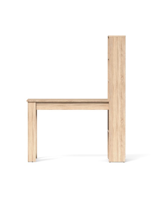 Tavolo Penisola Mojo02 con Libreria Integrata Colore Rovere