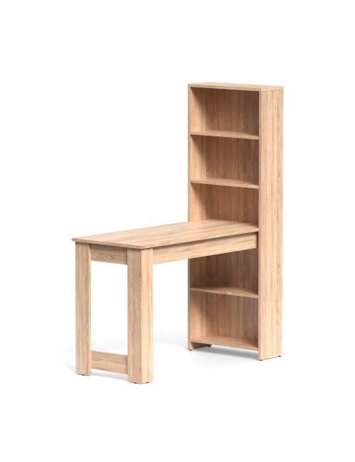 Tavolo Penisola Mojo02 con Libreria Integrata Colore Rovere
