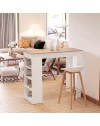 Tavolo snack alto Kivo bianco e rovere con 3 ripiani laterali 115x50x103H
