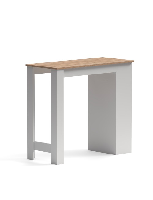 Tavolo snack alto Kivo bianco e rovere con 3 ripiani laterali 115x50x103H