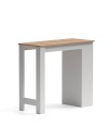 Tavolo snack alto Kivo bianco e rovere con 3 ripiani laterali 115x50x103H