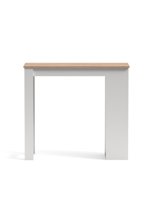 Tavolo snack alto Kivo bianco e rovere con 3 ripiani laterali 115x50x103H