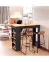 Tavolo snack alto Kivo antracite e rovere con 3 ripiani laterali 115x50x103H