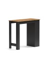 Tavolo snack alto Kivo antracite e rovere con 3 ripiani laterali 115x50x103H