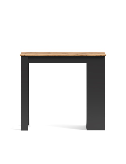 Tavolo snack alto Kivo antracite e rovere con 3 ripiani laterali 115x50x103H
