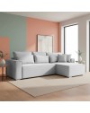 Divano Angolare Emily grigio con Letto Easy Open, Contenitore e Penisola Reversibile – Comfort e Design per il Living