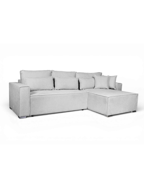Divano Angolare Emily grigio con Letto Easy Open, Contenitore e Penisola Reversibile – Comfort e Design per il Living
