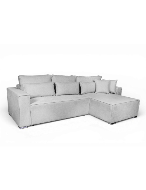 Divano Angolare Emily grigio scuro con Letto Easy Open, Contenitore e Penisola Reversibile – Comfort e Design per il Living