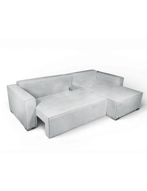 Divano Angolare Emily grigio scuro con Letto Easy Open, Contenitore e Penisola Reversibile – Comfort e Design per il Living