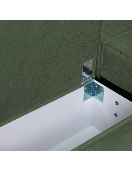Divano Angolare Emily verde con Letto Easy Open, Contenitore e Penisola Reversibile – Comfort e Design per il Living