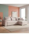 Divano Angolare Emily beige con Letto Easy Open, Contenitore e Penisola Reversibile – Comfort e Design per il Living