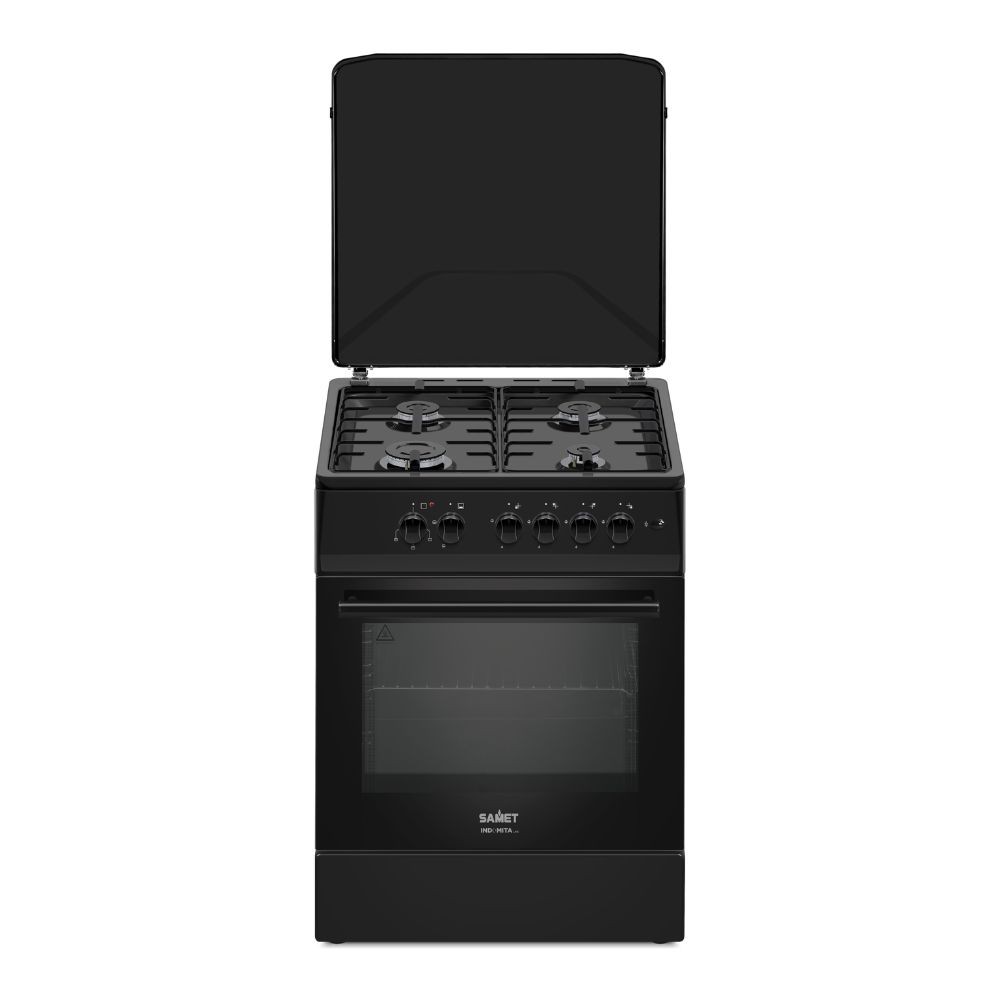 Cucina a Gas Tremiti 60x60 cm Nera con Forno a Gas 70 Litri e Grill Elettrico Classe A Samet Indomita Line