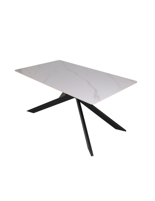 Tavolo Rettangolare Star piano ceramica effetto marmo bianco lucido