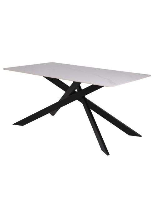 Tavolo Rettangolare Star piano ceramica effetto marmo bianco lucido