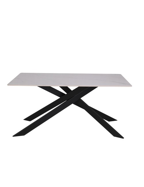 Tavolo Rettangolare Star piano ceramica effetto marmo bianco lucido