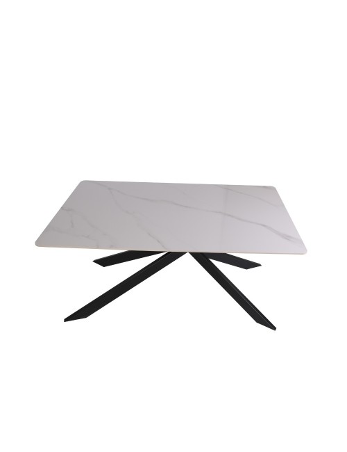 Tavolo Rettangolare Star piano ceramica effetto marmo bianco lucido