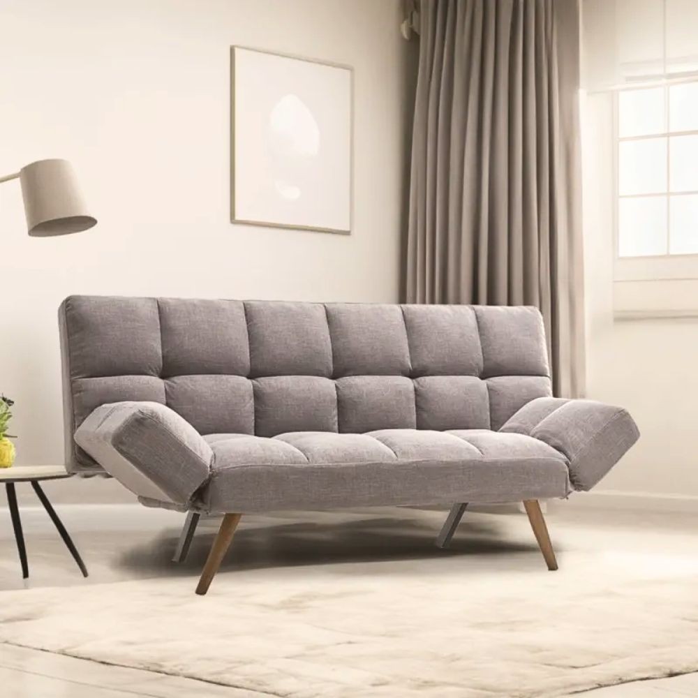 Divano con funzione letto e braccioli reclinabili Dube 181x81x86h colore grigio