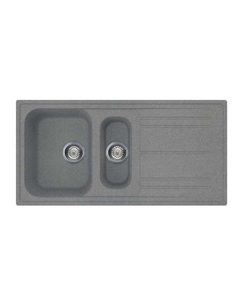 Lavello incasso 2 vasche e gocciolatoio reversibile 100x50 Smeg LZ102TT colore titanio
