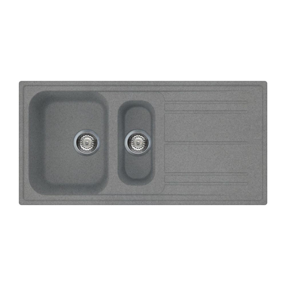 Lavello incasso 2 vasche e gocciolatoio reversibile 100x50 Smeg LZ102TT colore titanio