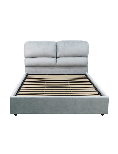 Letto matrimoniale contenitore Sofaback in tessuto grigio chiaro 178x222x120H