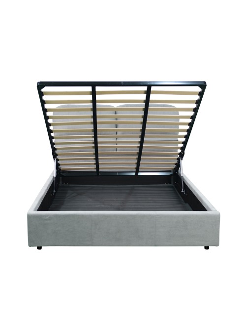 Letto matrimoniale contenitore Sofaback in tessuto grigio chiaro 178x222x120H