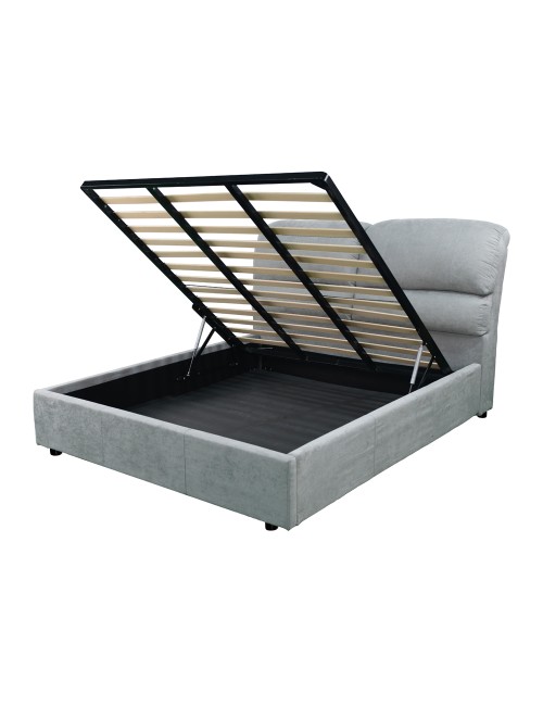 Letto matrimoniale contenitore Sofaback in tessuto grigio chiaro 178x222x120H