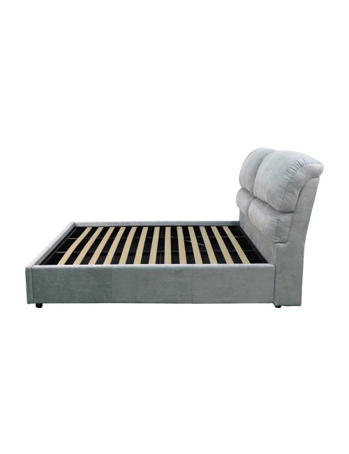 Letto matrimoniale contenitore Sofaback in tessuto grigio chiaro 178x222x120H