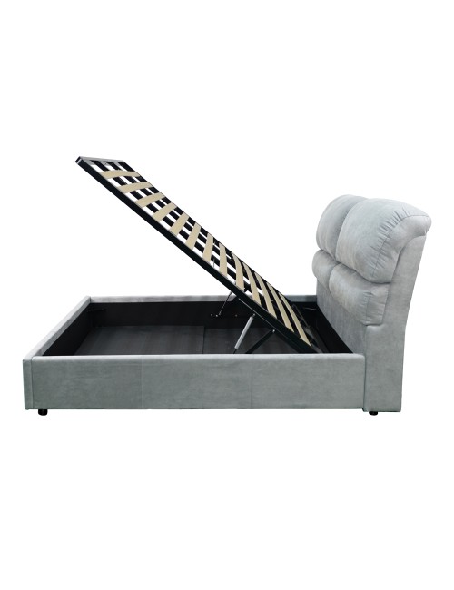 Letto matrimoniale contenitore Sofaback in tessuto grigio chiaro 178x222x120H