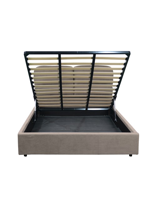 Letto matrimoniale contenitore Sofaback in tessuto tortora 178x222x120H