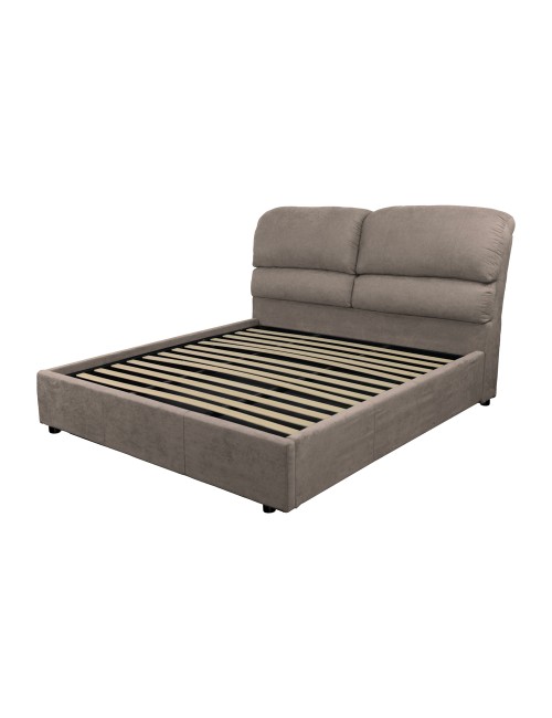 Letto matrimoniale contenitore Sofaback in tessuto tortora 178x222x120H